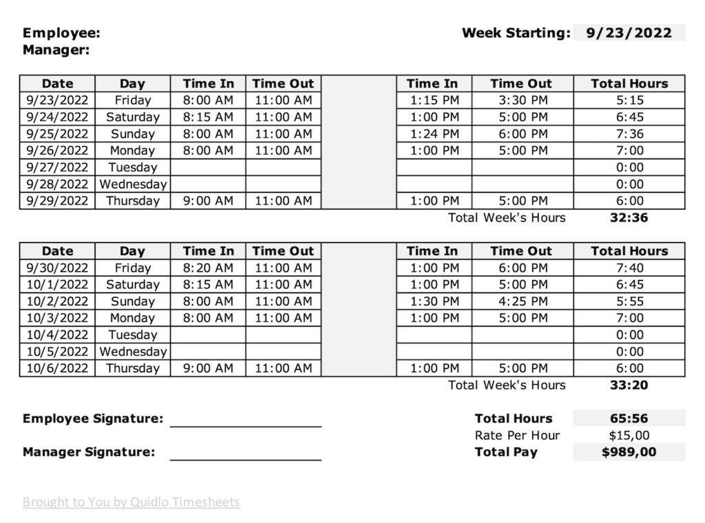 5 Excel Time Tracking Spreadsheet Templates Quidlo