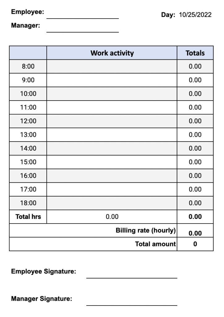 employee daily task form