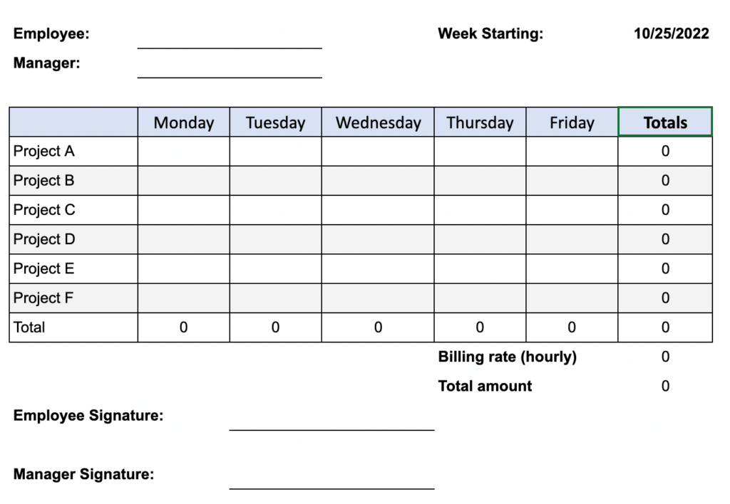 Google Sheets Time Tracker Template
