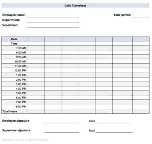 7 Free Timesheet Templates: Microsoft Excel, Google Sheets, PDF - Quidlo