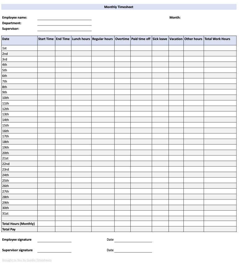 excel timecard template